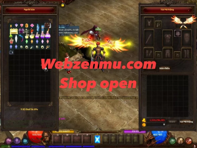 webzenmu.com - Train wcoin mua đồ webshop